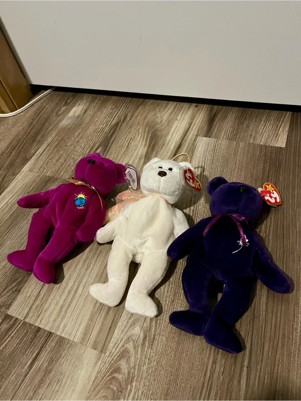 Bundle of three TY Beanie Babies Plush Bears NWT millennium princess diana angel